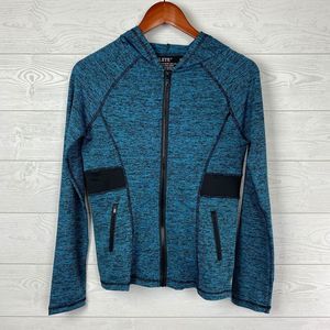 Yelete Full Zip Active Jacket Blue Black Hoodie L